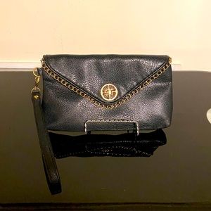 Vintage Black Faux Leather Small Wristlet